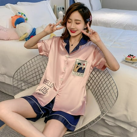 

PIKADINGNIS Sexy Lingerie Print Sleepshirt Silk sleepwear women Female Sleepshirt Summer Girls Nightdress Plus Size Nightgown sexy sleepwear
