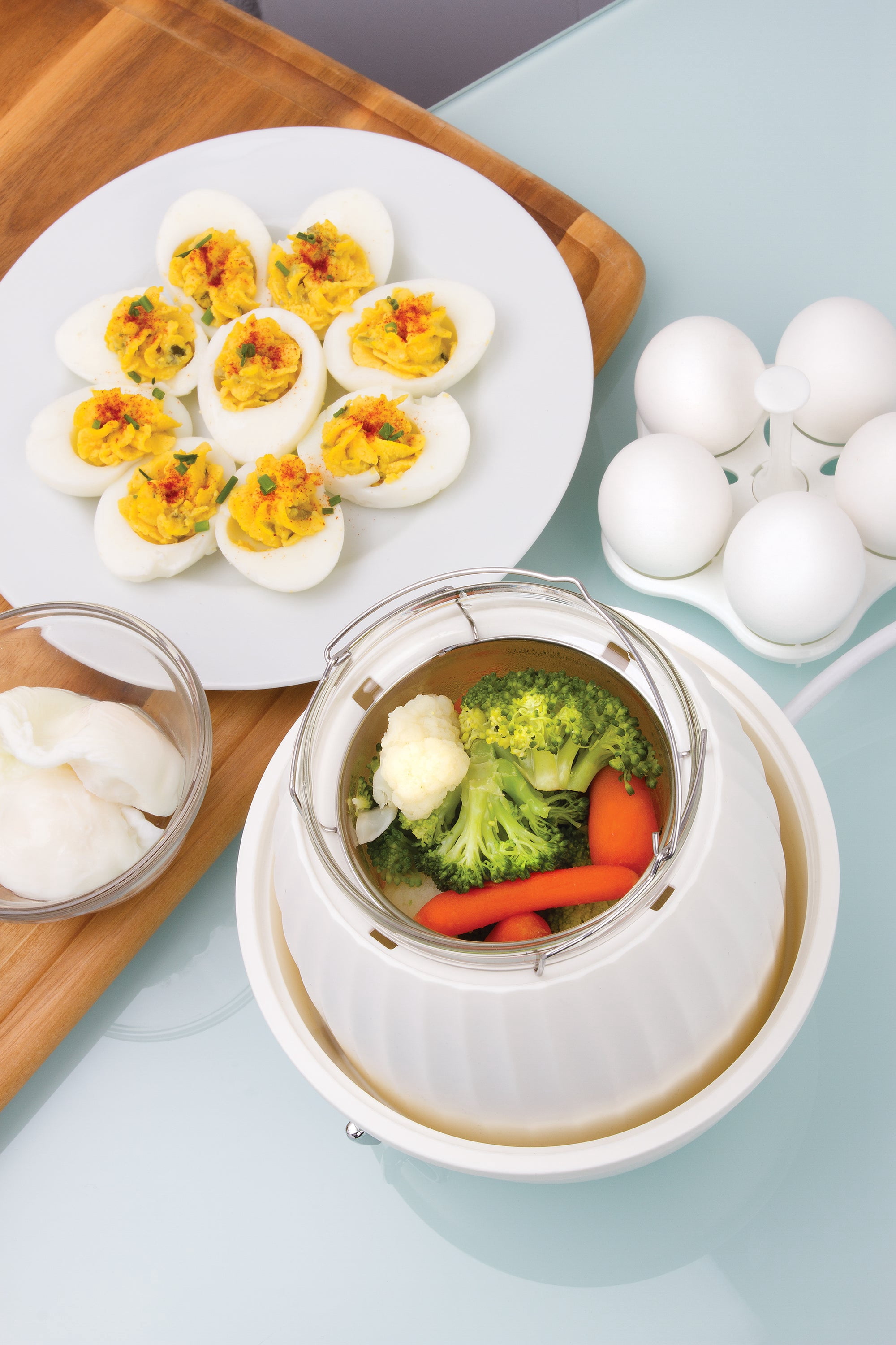 Euro Cuisine Electric Egg Cooker & Food Steamer with Auto Shut Off White (MSCX26)