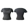 thumbnail image 4 of EIMELI Chemise Femme Manches Courtes Col Rond Imprimé Décontracté Fête de Rue Printemps Été Hauts Noirs, 4 of 5