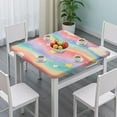 thumbnail image 3 of Dreamy Pastel Wave Pattern Square Fitted Tablecloth with Elastic Edge,Square Table Cover,Washable Elastic Table Cover for Home Kitchen Party Decor 34"x34", 3 of 6