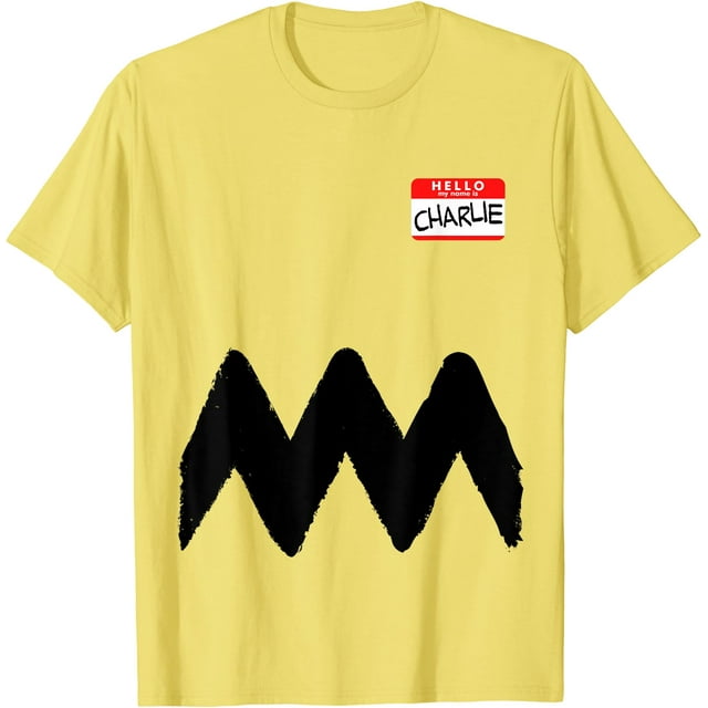 T-Shirt Homme Hello my name is Charlie Costume Drôle Marron Comics - comme sur l'Image - m