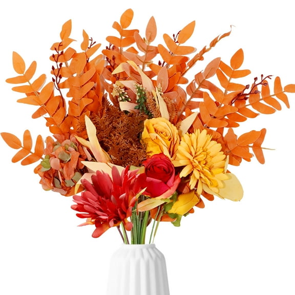 Artificial Fall Flowers Bouquets Fake Silk Flowers with Fall Florals Stems for Home Wedding Thanksgiving Table Centerpiece Decor