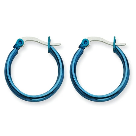 Primal Steel Stainless Steel Blue IP plated 19mm Hoop Earrings
