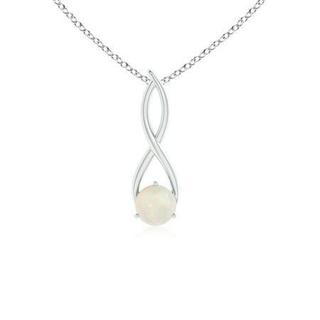 Opal Twist (Mother's Day Jewelry - Round Opal Infinity Twist Pendant in 14K White Gold (6mm Opal) -)