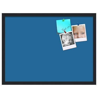 27x20 Inch Cork Bulletin Board. This Decorative Framed Pin Board Comes with Navy Pastel Design and a Black Frame. Ideal for Home Office Decor or Message Board (-1811)