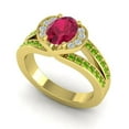 thumbnail image 2 of 2.35 Carat Oval Cut Red Ruby & Peridot Gemstone Beautiful Anniversary Ring for Ladies Solid 14K Yellow Gold Size 10.5 by Diamond-Capitals, 2 of 8