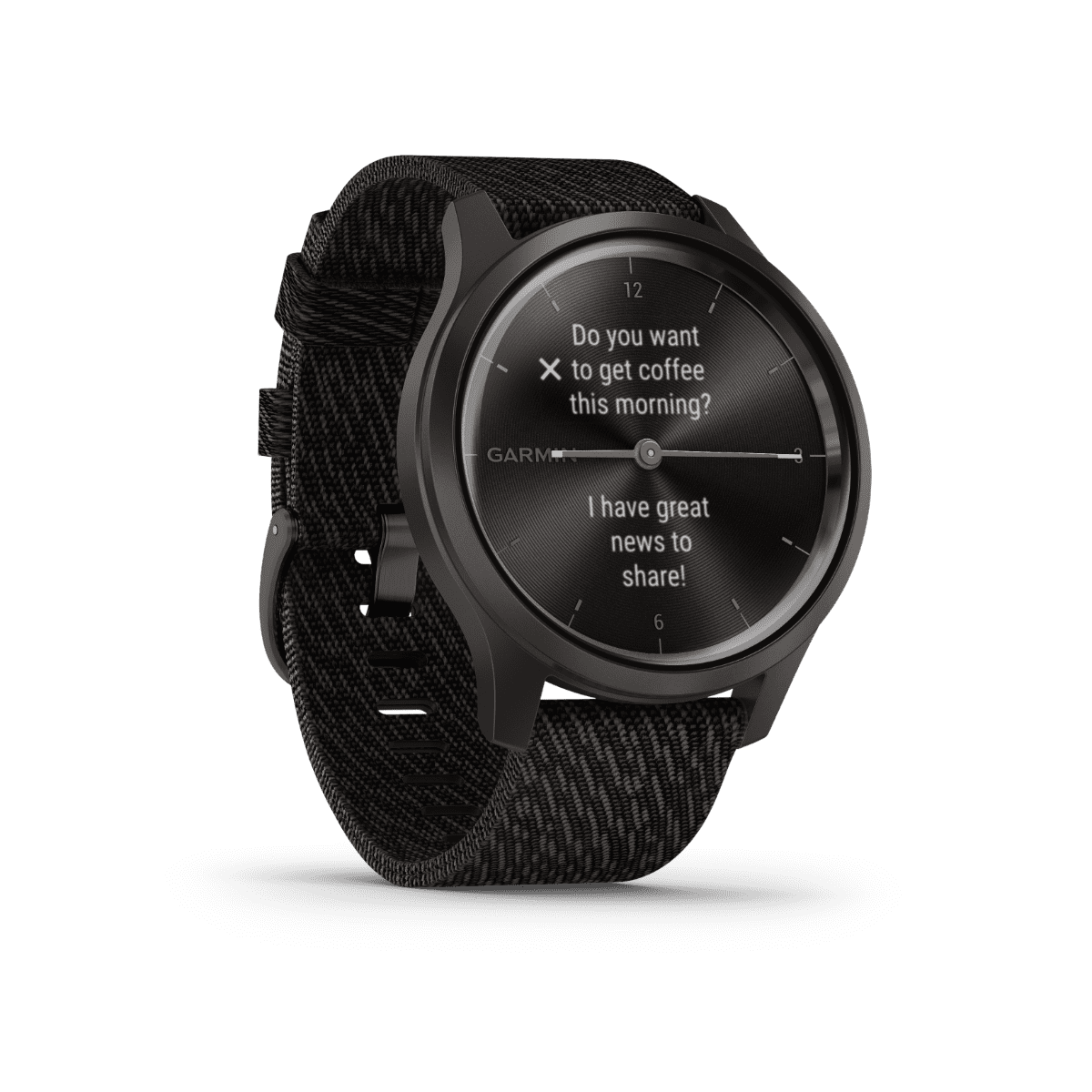 Garmin Vívomove Style, Graphite with Black Pepper Woven Nylon Band, GPS Smartwatch