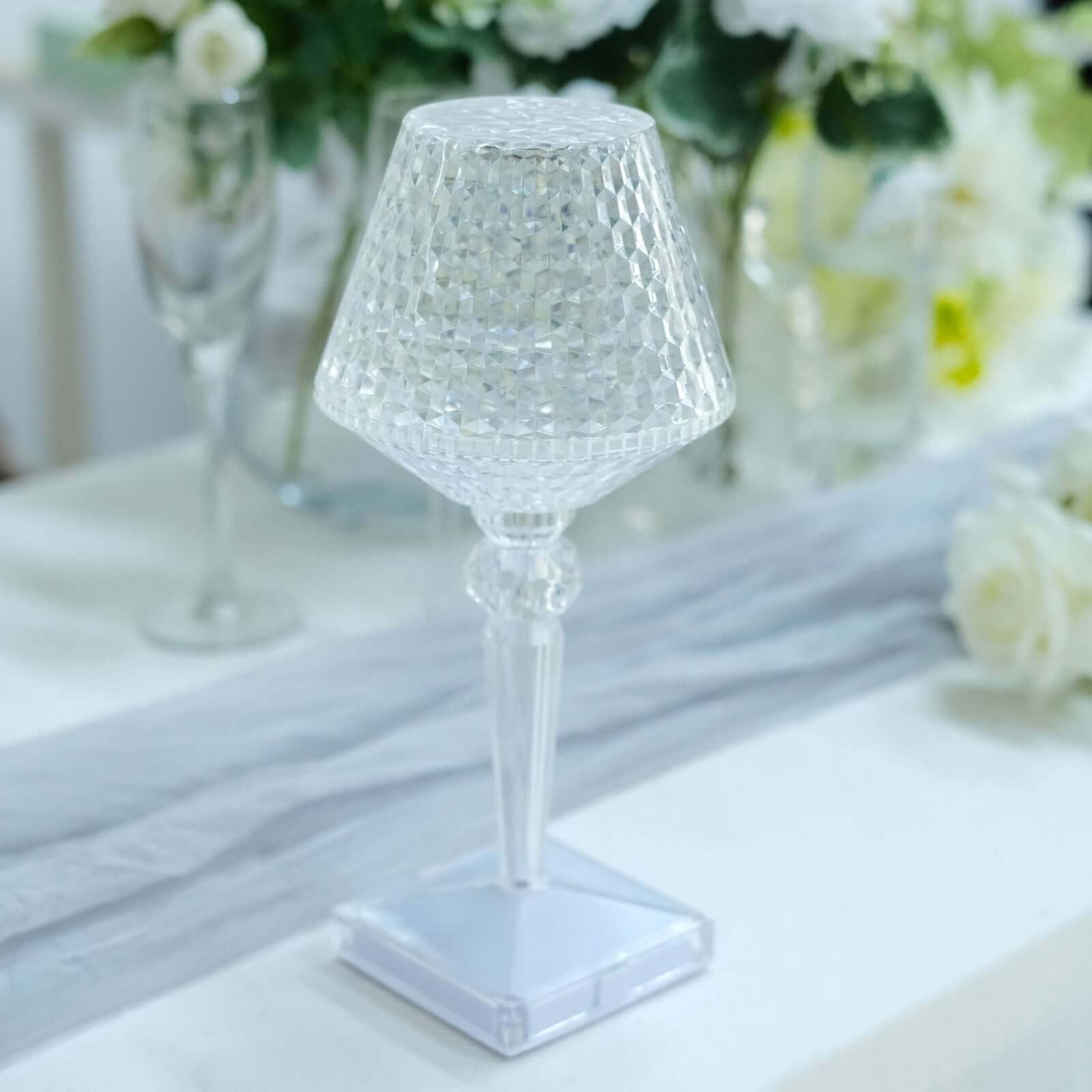 Efavormart 10" LED Acrylic Crystal Cup Shape Color Changing Cordless Table Lamp, Rechargeable Touch Control Accent Lamp