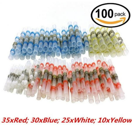 100PCS Solder Sleeve Heat Shrink Butt Waterproof 26-10 AWG Wire Splice