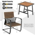 thumbnail image 3 of Costway 3 PCS Patio Rattan Furniture Bistro Set C-Spring Chair Padded Seat & Back Pillow Quick Dry, 3 of 10