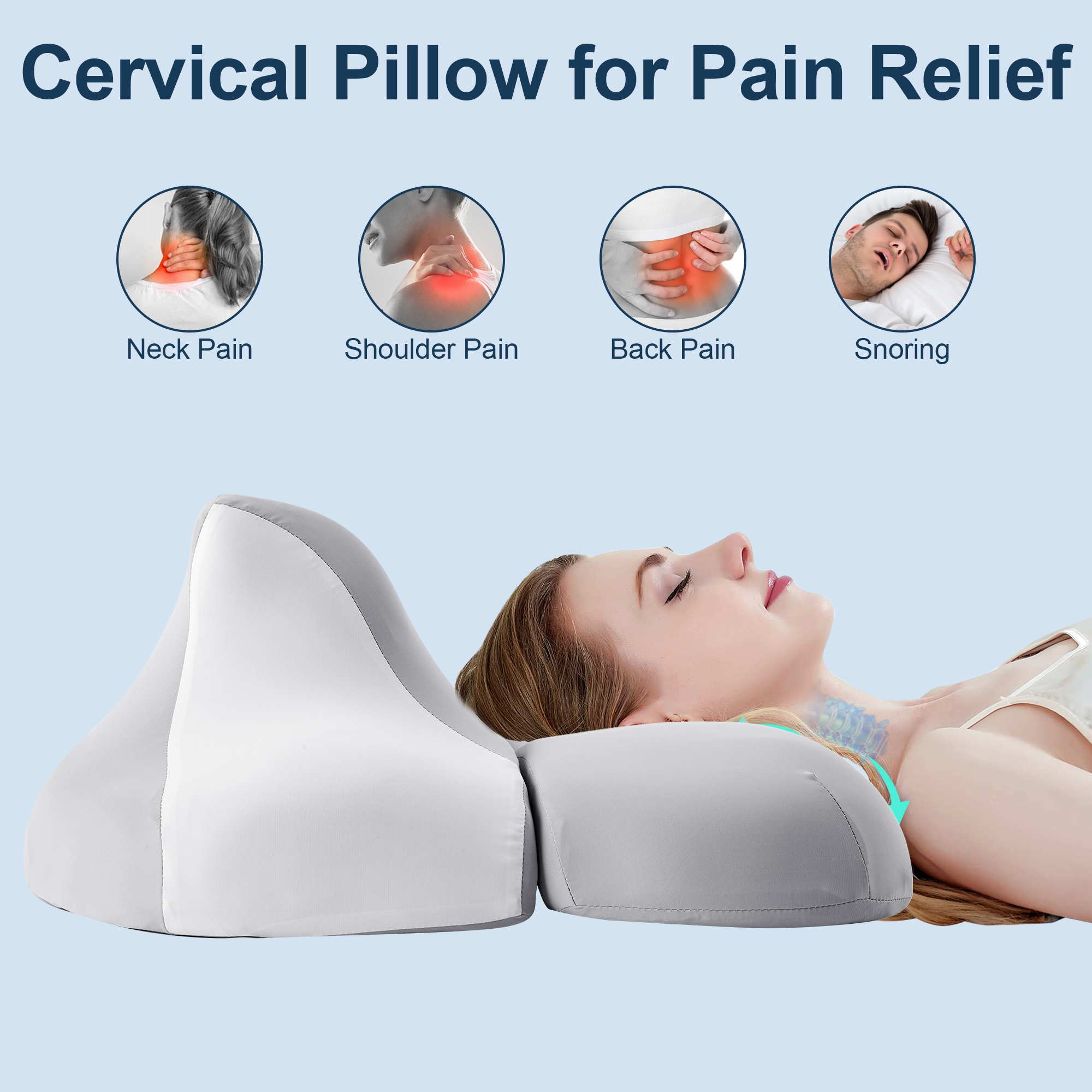 KAIPARA Reading Pillow for Lying, Bed Wedge Pillow, Contour Memory Foam Pillow, Ergonomic Cervical Pillow for Neck and Shoulder Pain Relief,