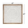 thumbnail image 3 of DecMode White Wooden Intricately Carved Mandala Floral Wall Decor, 3 of 10