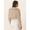 thumbnail image 4 of Disfraz de navidad Chaqueta recortada esponjosa con cuello de Peter Pan Allegra K Caqui M, 4 of 5
