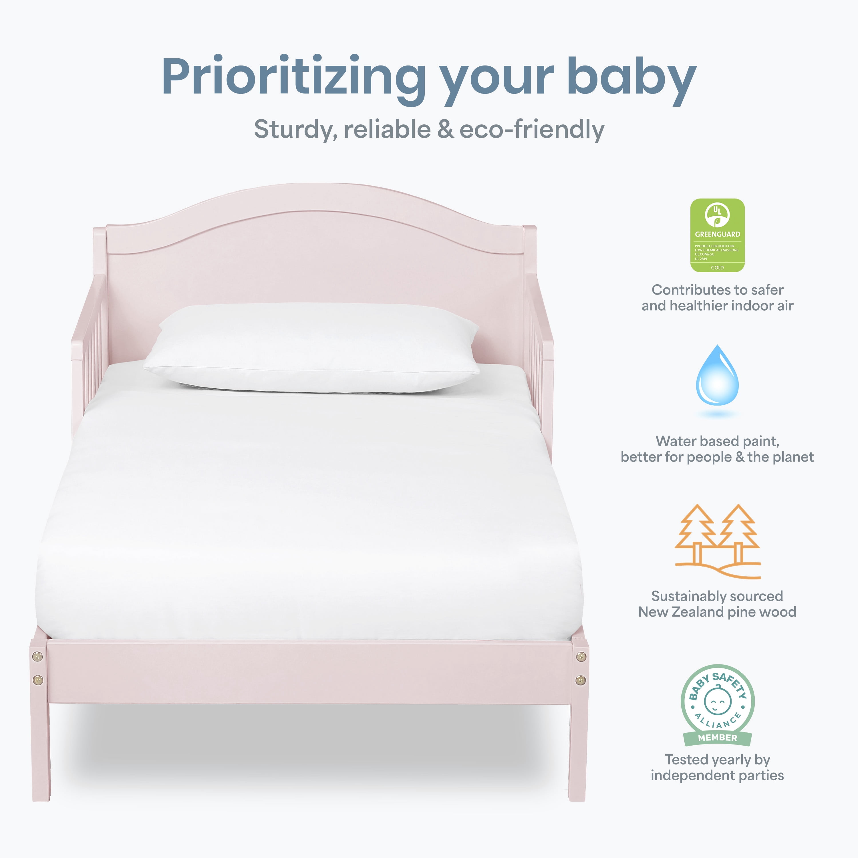 Dream On Me Sydney Toddler Bed, Blush Pink