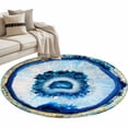 thumbnail image 2 of Blue Abstract Marble Round Area Rug 3.3 FT, Non Slip Small Entryway Kitchen Mat, Modern Abstract Art Washable Soft Circular Rug Non-Shedding Door Mat for Bathroom Playroom Kids Room, 2 of 9