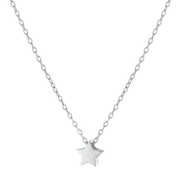 Marisol & Poppy Sterling Silver Mini Star Pendant Necklace For Women & Teens, 16"   2" Extender Chain