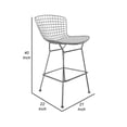 thumbnail image 5 of Benjara Hely 28 Inch Barstool Set of 2, Chrome Wire, Black, White Faux Leather Seat, 5 of 5