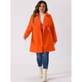 thumbnail image 3 of DARING DIVA Women's Plus Size Turn Down Collar Double Breasted A Line Coat 4X Orange, 3 of 6