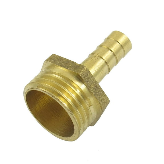 Unique Bargains 8mm Barb Fitting 1/2" Thread Diameter Gold Tone Brass Male Hose