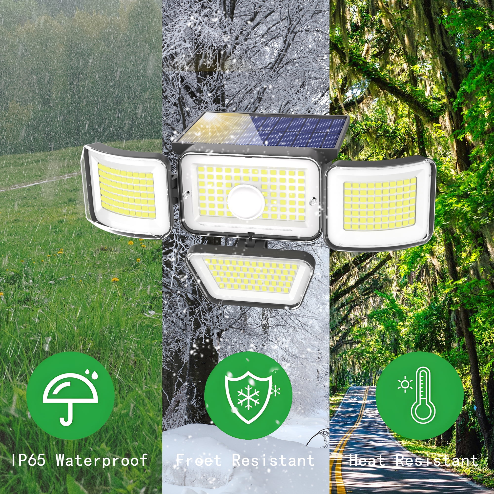 CHARKEE Outdoor Solar Lights,Solar Powered Security Flood Lights with Motion Sensor,4 Pack 3000LM 270°Adjustable for Outside Garage Porch Wall Garden