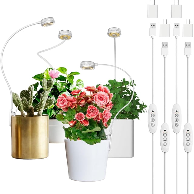 Grow Lights for Indoor Plants Pot Clip LED Plant Light for Growing Full Spectrum Plant Growing Lamp -Level Dimmable Auto On Off Hrs Timer for Small Plants V - ETL L