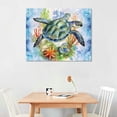 thumbnail image 2 of Nawypu Canvas Wall Art Bathroom Coastal Decor Sea Turtle Canvas Picture Framed Ocean Beach Theme Seascape Artwork Green Blue Nautical Sealife Animal Starfish Coral Conch Seaweed Canvas Print, 2 of 4
