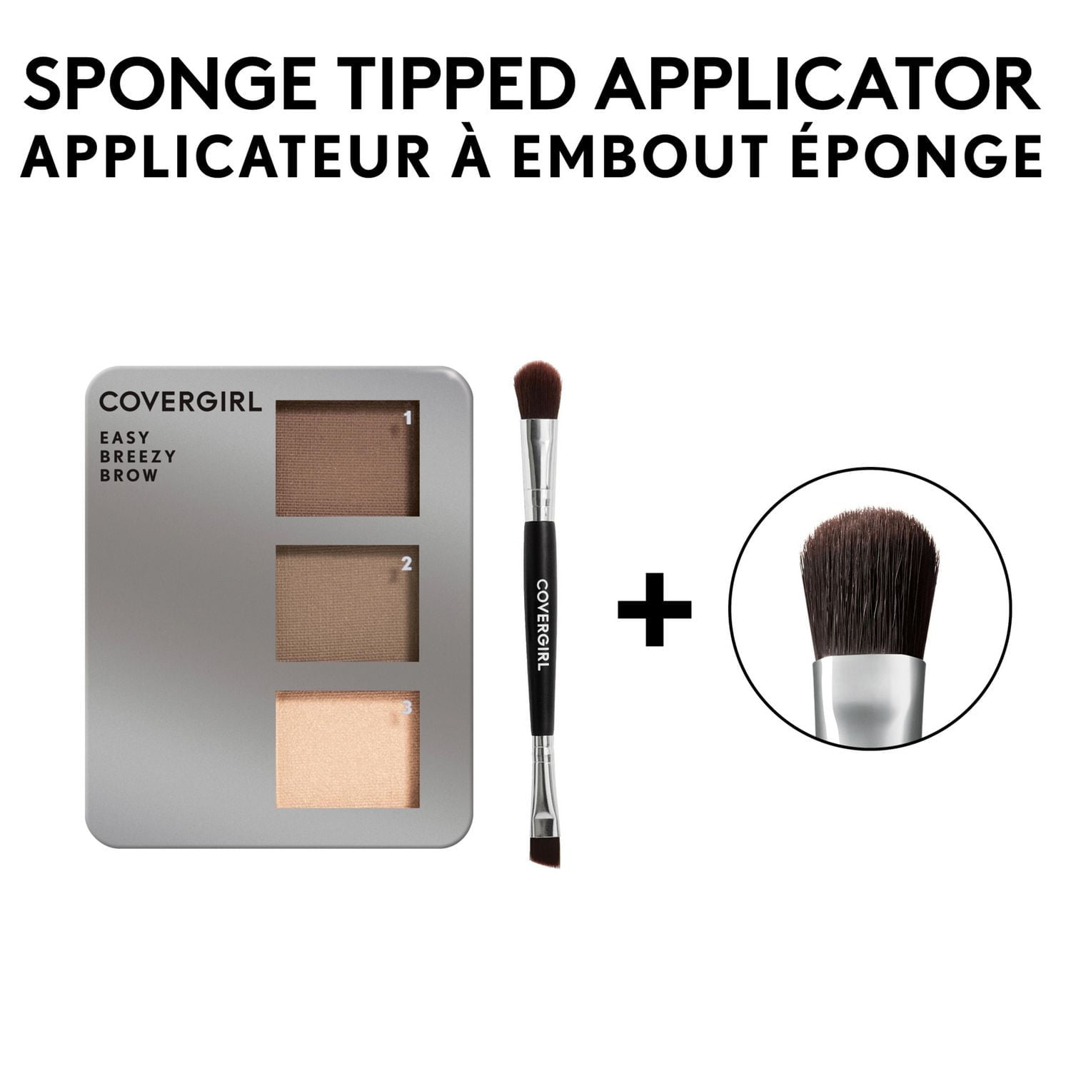 COVERGIRL Easy Breezy Brow Powder Kit, three shades brow definer, professional double-ended angled brush, effortless, 100% Cruelty-Free