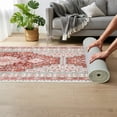thumbnail image 5 of ARJINCUTE Vintage Distressed Bohemian Red Runner Rugs, 2' x 8' Non-Slip Washable Low Pile Fold-able Floor Mat for Hallway, Kitchen, Entryway, Laundry Room, 5 of 9