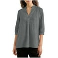thumbnail image 4 of Plus Size Womens Clothing Summer Shirts Casual Printed 3/4 Length Sleeve Smocked Cuffs, 4 of 8