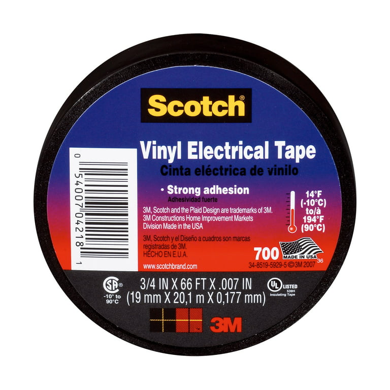 Scotch® Vinyl Electrical Tape, 3/4 in. x 66 ft. x 7 mil., Yellow