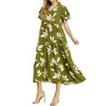 thumbnail image 2 of Pastel by Vivienne Women's Woven Print Tiered Midi Dress Print Green Large, 2 of 4