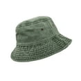 thumbnail image 6 of Bucket Hat, Wide Brim Washed Denim Cotton Outdoor Sun Hat Flat Top Cap for Fishing Hiking Beach Sports Army Green, 6 of 6