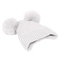 thumbnail image 4 of HAiming Baby Newborn Girls Winter Knit Hat Double Pom Pom Solid Color Cute Cozy Cuffed Cap for Cold Weather, 4 of 7