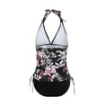 thumbnail image 3 of VISgogo Traje de baño femenino de 2 piezas, camisola de cuello halter de color sólido con cordón + bragas de bikini para mujer, S / M / L / XL / XXL VISgogo moda, 3 of 9