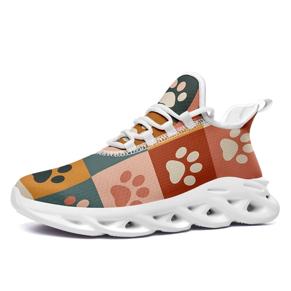 Coolcustomize Women's Lightweight Tennis Shoes with Colorful Cute Dog Paw Print,  Low-top Breathable Sneakers With Cushioned Sole for Outdoor Running, Casual and Versatile Style for Daily Wear/Office