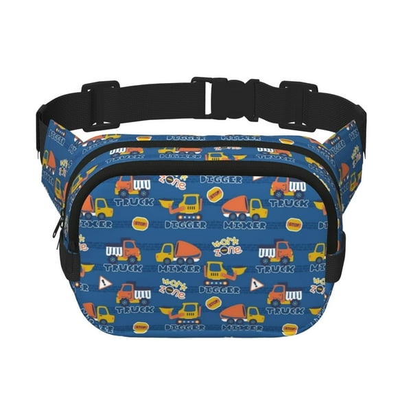 Disketp Construction Vehicles Riñonera de Doble Capa, Bolsa de Cintura Ajustable para Viajes, Correr y Senderismo, Riñonera Ligera para Hombre y Mujer