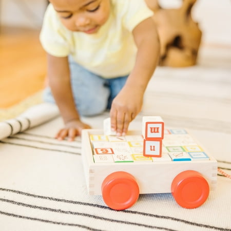 Melissa & Doug Classic ABC Wooden Block Cart Educational Toy With 30 1-Inch Solid Wood Blocks