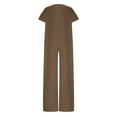 thumbnail image 5 of Jumpsuit for Women Solid Color V Neck Casual Long Rompers Short Sleeve Overalls Loose Baggy Trendy Clothing, 5 of 7