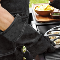 thumbnail image 4 of Guantes de protección laboral de alta temperatura para soldadura eléctrica/barbacoa/estufa, color gris extendido, 4 of 5