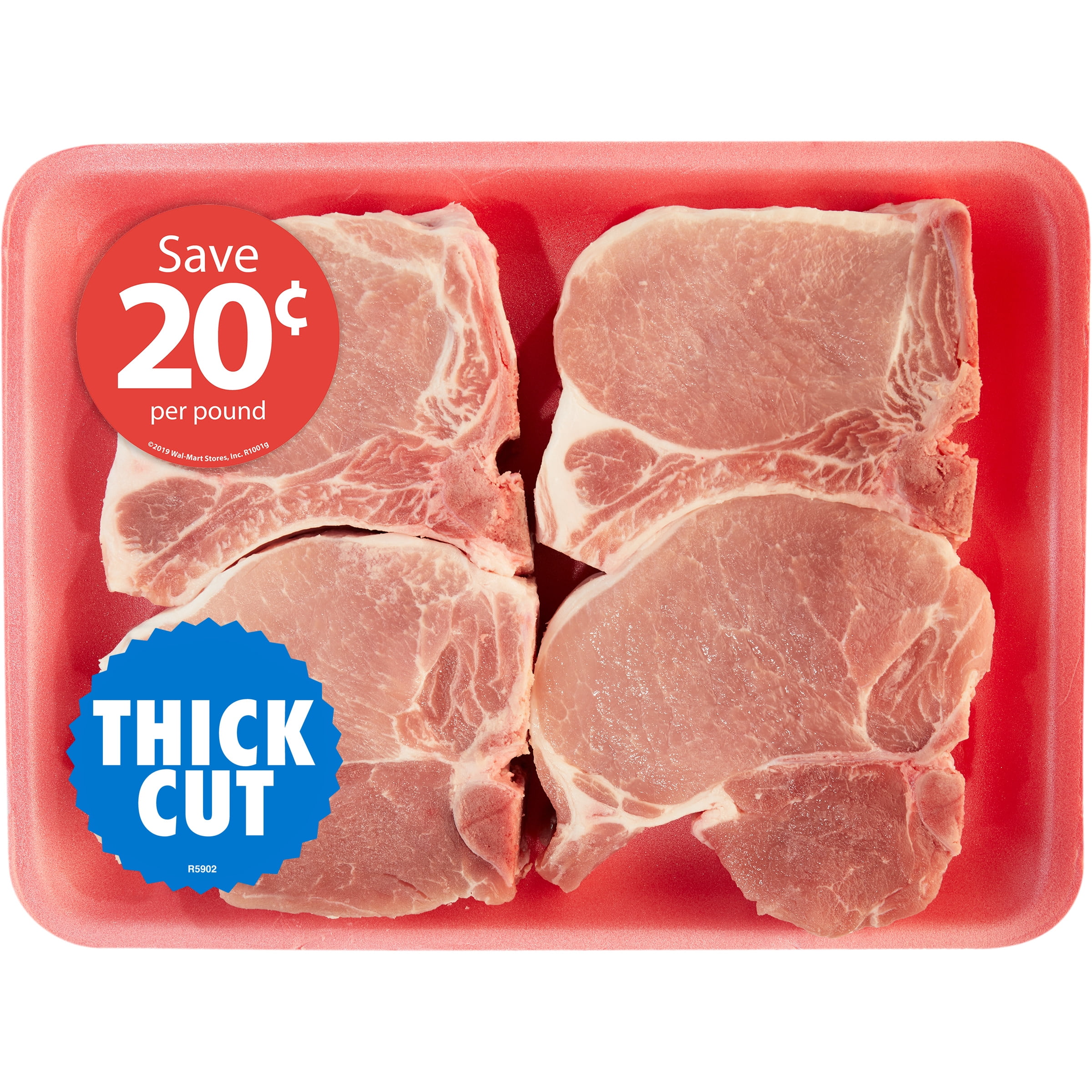 Pork Center Cut Loin Chops Thick Bone-In Family Pack, 2.8 - 4.2 lb