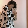 thumbnail image 1 of Pijamas de verano con lazo para mujer, ropa de dormir de manga larga, conjuntos de pijama con volantes sólidos, traje de 2 piezas, ropa de noche coreana, 1 of 4