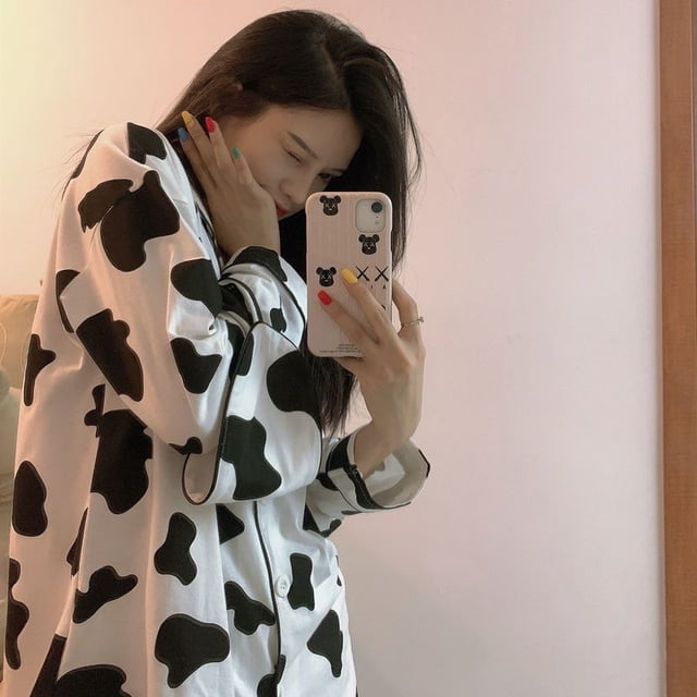 Pijamas de verano con lazo para mujer, ropa de dormir de manga larga, conjuntos de pijama con volantes sólidos, traje de 2 piezas, ropa de noche coreana