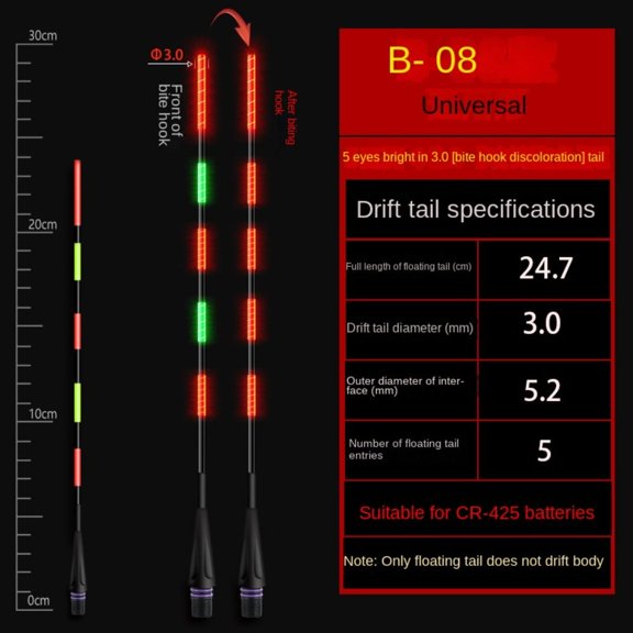 New Fishing Accessories Luminous Ultra Sensitive Electronic Float tail Gravity induction electronic tail drift Electronic Floats Buoy Smart Float Top 08