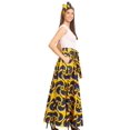 thumbnail image 4 of Sakkas Asma Convertible Traditional Wax Print Adjustable Strap Maxi Skirt | Dress - 417-blue/yellow-fan - One Size Regular, 4 of 5