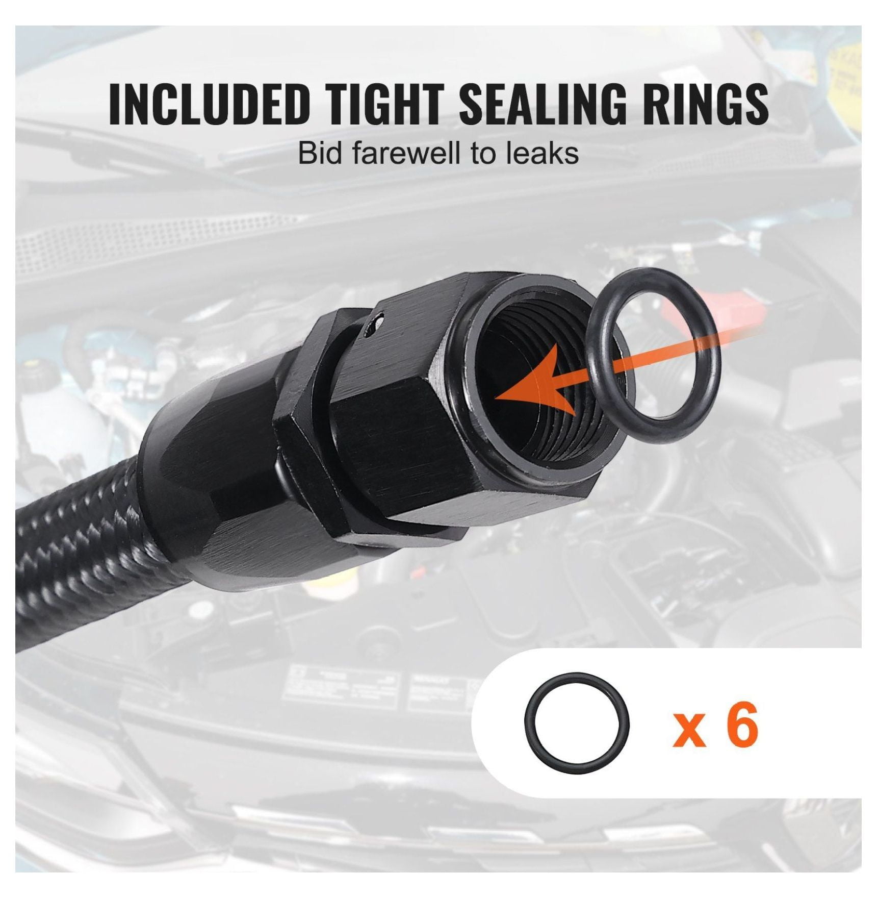 10AN Fuel Line Kit, 10ft Braided Fuel Hose, 0.55" Fuel Line with 7 Fittings, Oil/Gas/Diesel Compatible, Stainless Steel, Black