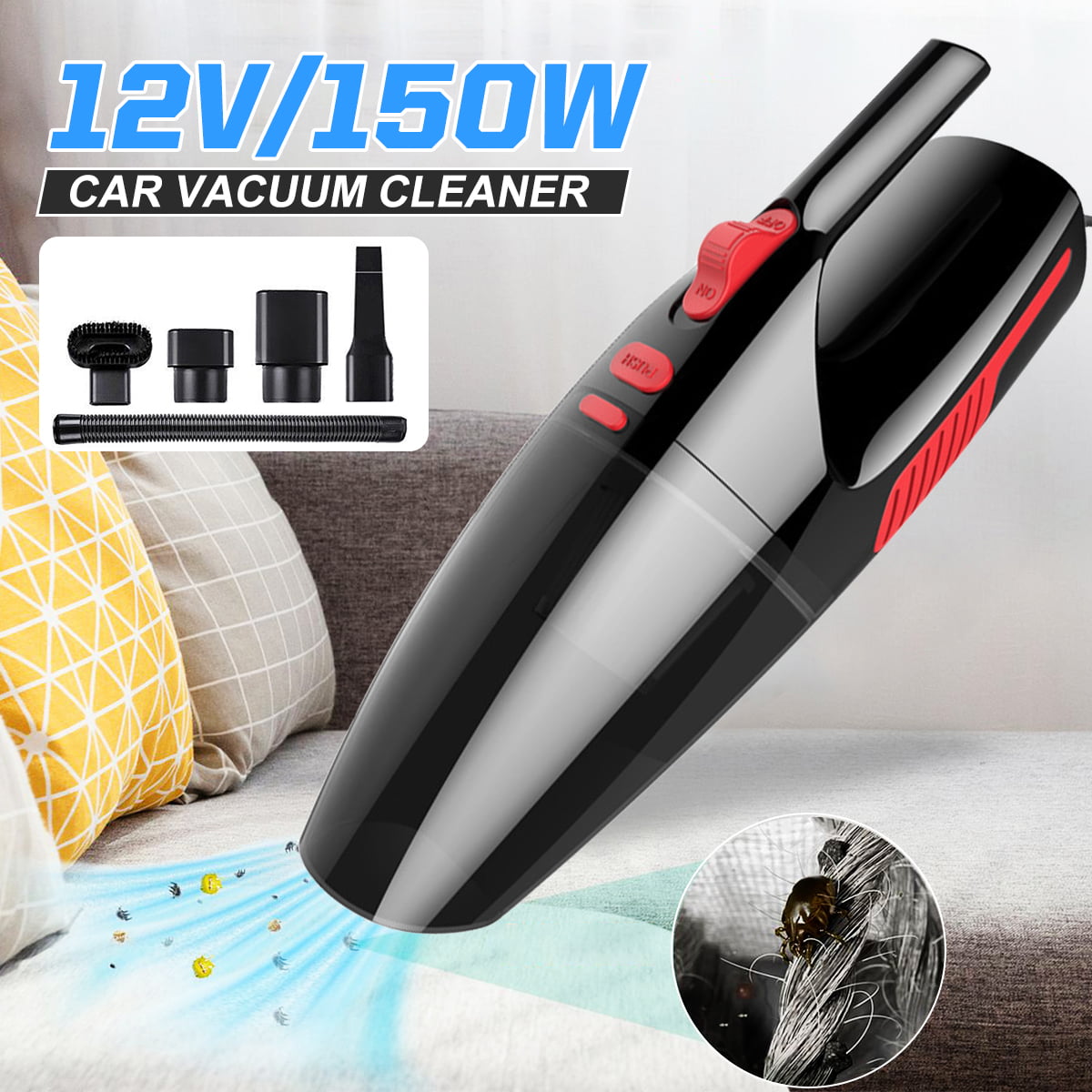 120W Hand Held Car Vacuum Cleaner Home Wet & Dry Van Portable Vaccum 5000pa O 
