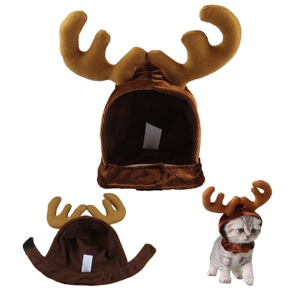 Christmas Pet Headwear, Cute Adjustable Reindeer Antler Hat for Cats and Puppies