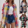 thumbnail image 2 of Camisa holgada a cuadros para mujer, manga larga, botones, color en contraste, informal, 2 of 8