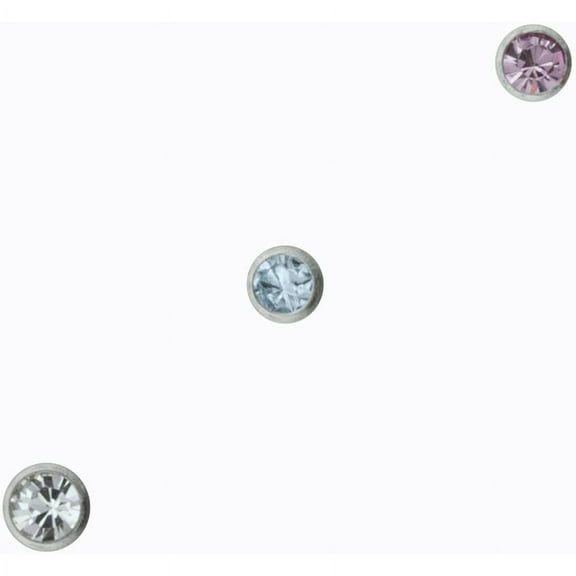 Hot Silver Women’s 22G Stainless Steel Nose Stud Trio with Crystal Accents