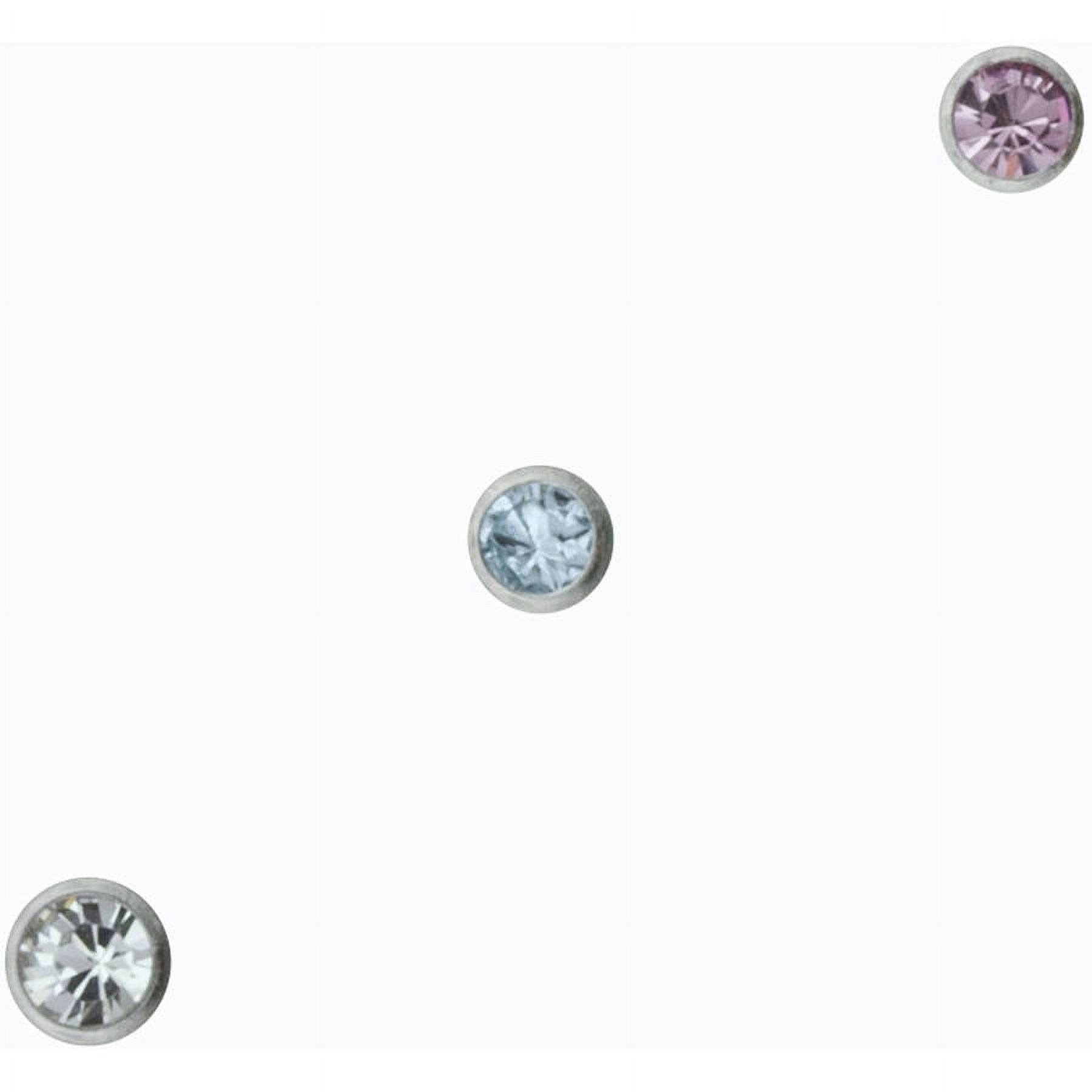Body Jewelry Women's 22G Stainless Steel Nose Stud Trio with Crystal Accents